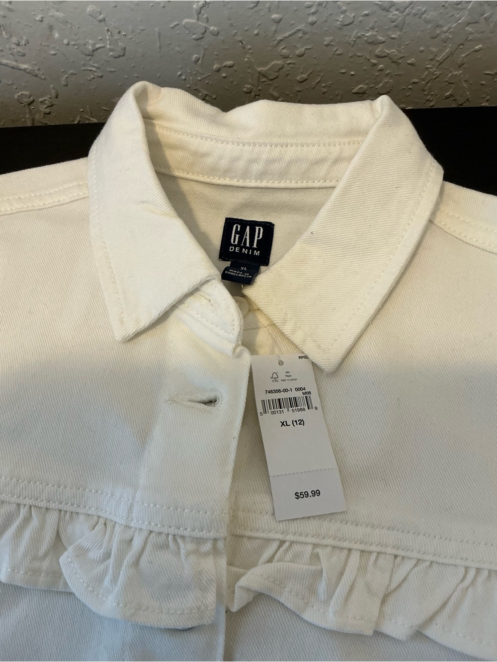 GAP Cream Ruffle-Trim Button-Front Jacket - Picture 4 of 9